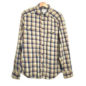 Lucky Brand Men's Cotton Flannel Button Front Shirt Medium Long Sleeves Plaid M